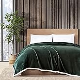 Eddie Bauer - King Blanket, Reversible Fleece & Faux Shearling Bedding, Plush Bedding Set (Solid Green, King)