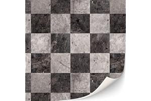 TEXTURKONTOR 3 Sheets Self Adhesive Floor Tiles for Dollhouse 1:12 Scale (Checkerboard Pattern Marble)