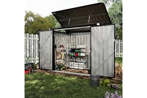 Garvee 3x6 FT Metal Outdoor Storage, 2 Trash Cans Garbage Can Storage Shed with Chain Lid, Garbage Bin Large Sheds for Garden