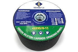 SIGNI 4 Inch Green Grinding Stone with 5/8-11 Thread (1 Pack,80 Grit，4X2X5/8-11)