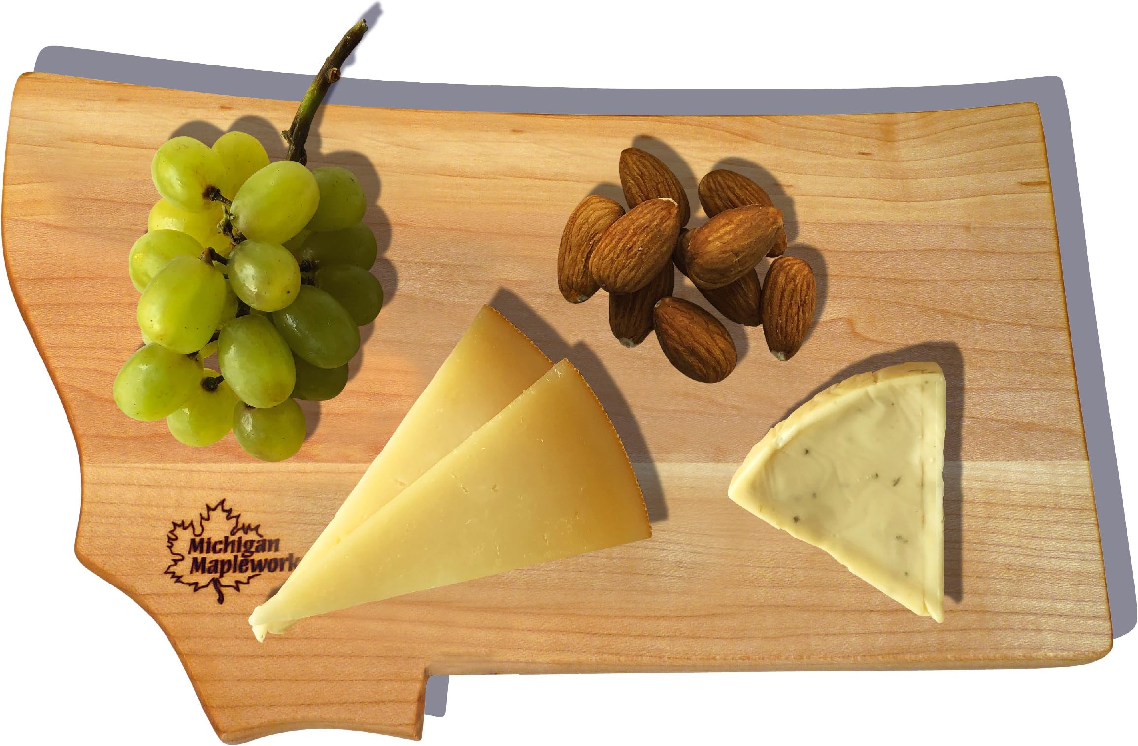 Montana Shaped Solid Maple Wood Cheese board Set - MADE IN USA. Small Cheese & Kitchen Cutting Board. Serves as a Cheese tray or Charcuterie Board with Solid Wood Spreader by Michigan MapleWorks