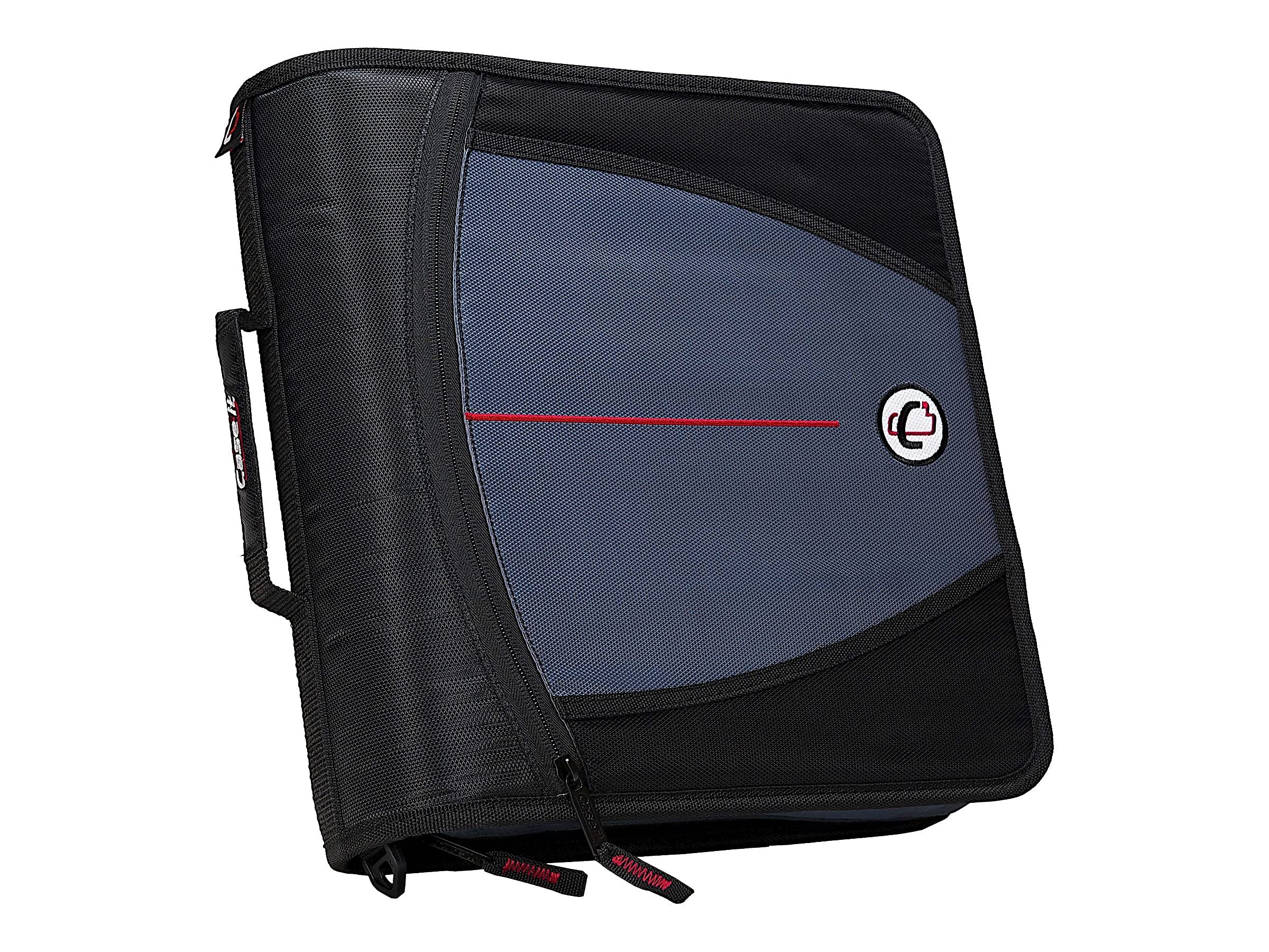 Case-it De Mighty Zip Tab Rits Binder - 3 Inch O-ringen - 5 Color Tab Uitbreidende Bestandsmap - Meerdere Zakken - 600 vel Capaciteit - Wordt geleverd met schouderriem - Zwart D-156-B