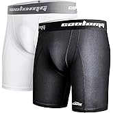COOLOMG 2-Pack Youth Boys Compression Shorts with Cup Pocket for Baseball Football MMA Lacrosse,NO Cup