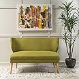 Christopher Knight Home GDFStudio Dumont Mid-Century Modern Fabric Settee, Green and Natural