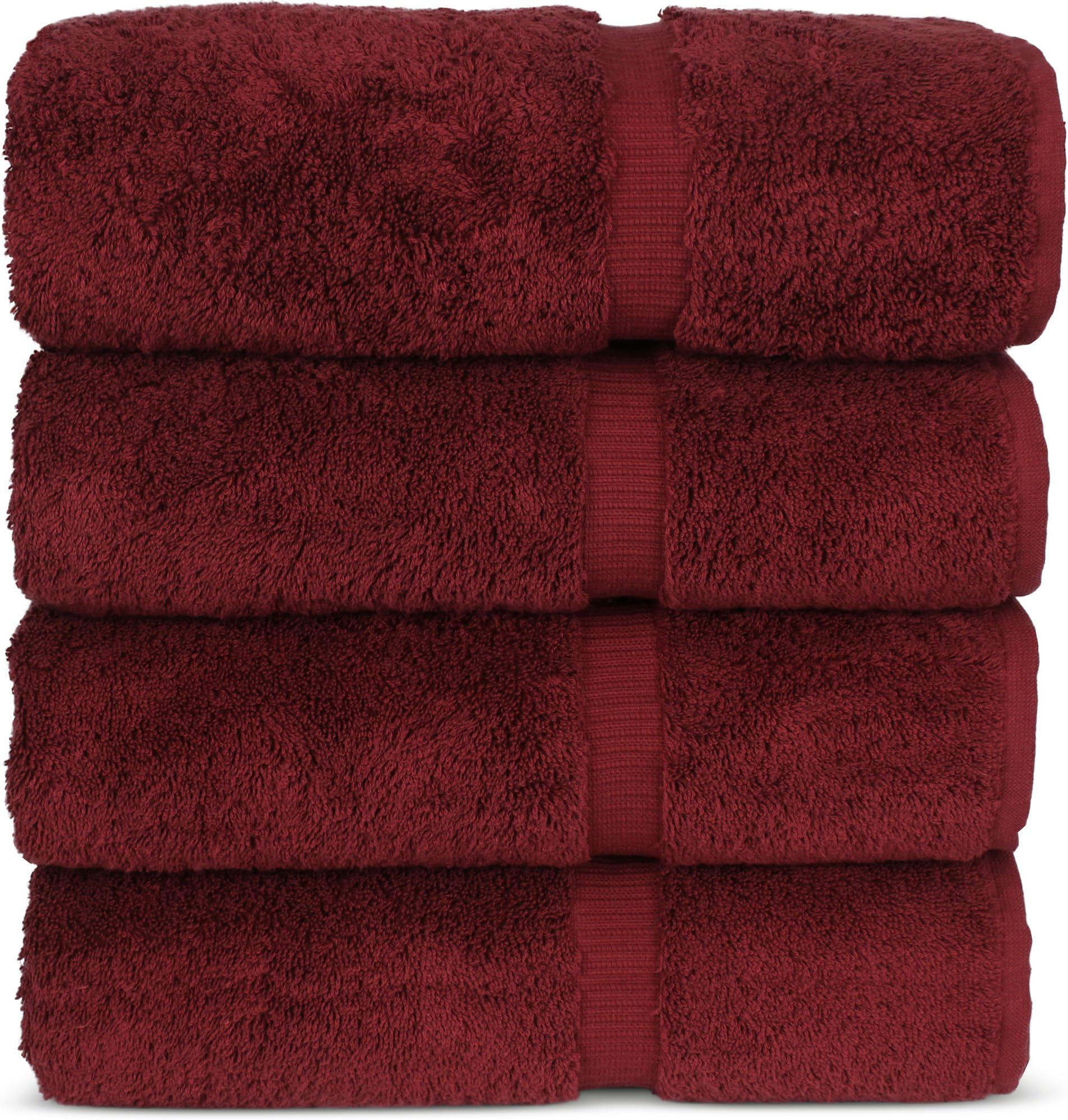 Chakir Turkish Linens Luxury Hotel & Spa Bath Towel Turkish Cotton (Set of 4, Cranberry)