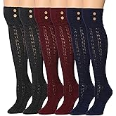 Tipi Toe Women's 3-Pairs Winter Warm Knee High/Over The Knee With Buttons Cotton-Blend Boot Socks