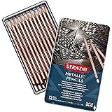 Derwent Colored Pencils, Drawing, Art, Metal Tin, Metallic, 12 Count (2305599)