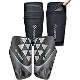 Soccer Shin Guards for Kids Adults, CE Certified Shin Pads Sleeves Defender Protection Gear with Insert Pocket EVA Cushion Reduce Shocks and Injuries for Boys Girls Men