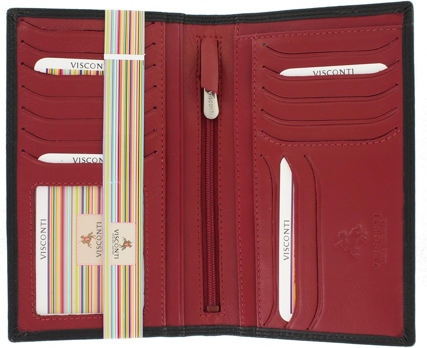 VISCONTI Colorado Soft Leather Gents Jacket Wallet RFID Blocking CD16 Black/Red