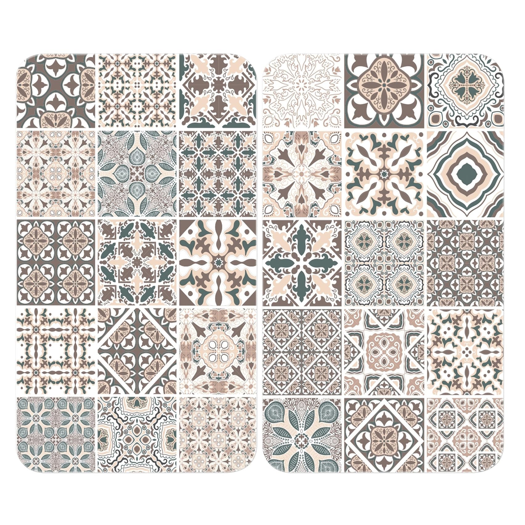 WENKO 53904100 Universal Tile, Set of 2 Hob Covers for All Cookers, Tempered Glass, Gold