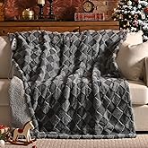 Bearhug Heated Throw Blanket 50" × 60", Electric Blanket Gray Teddy Faux Fur & Warm Sherpa, 4h Auto-Off Timer& 6 Heating Levels, Reversible Heated Throw, ETL Certified, Machine Washable, Gift Box