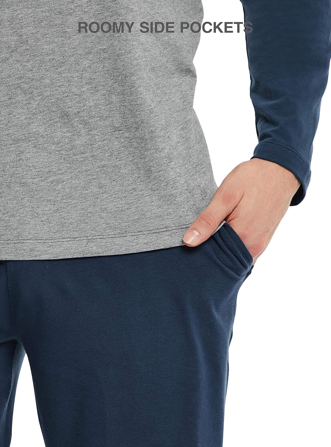 DAVID ARCHY Men's Cotton Raglan Sleepwear Long Sleeve Top & Bottom Pajama Lounge Set: Clothing