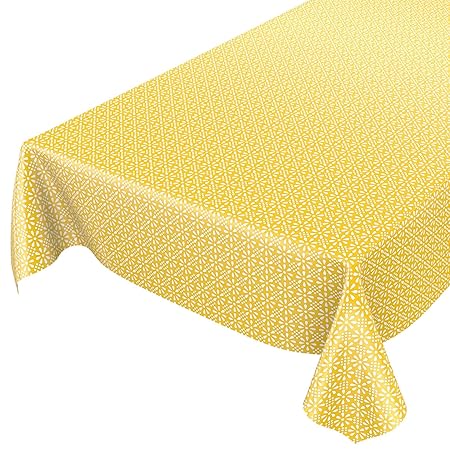 ANRO Wachstuchtischdecke Wachstuch Wachstischdecke Tischdecke abwaschbar Retro Vintage Gelb 100 x 140cm