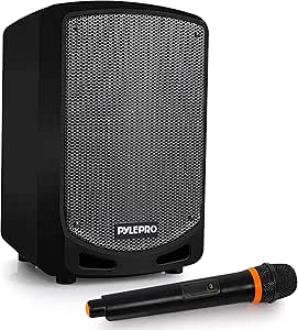 Pyle Bluetooth Karaoke PA Speaker - Indoor / Outdoor Portable Sound System with Wireless Mic, Audio Recording, Rechargeable Battery, USB / SD Reader, Stand Mount - for Party, Control - PSBT65A Black