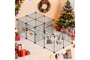OREKEMO 18 Panels Small Animal Playpen, Small Animal Cage with 2 Doors, Metal Wire Yard Fence for Rabbits, Guinea Pigs, Hamsters, Chicken, Hedgehogs, Indoor Outdoor Pet Cage C&C Cage Black