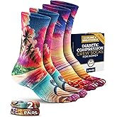 Pembrook Premium Diabetic Compression Crew Socks for Women - Running Socks, Short Compression Socks for Women - 2 Pairs