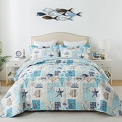 HoneiLife King Size Quilt Sets - 3 Pieces Coastal