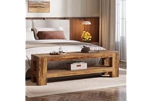 Tribesigns 59" Wooden Entryway Bench with Storage Shelf, Farmhouse Indoor Console Shoe Bench for Bedroom, Hallway, Kitchen, E