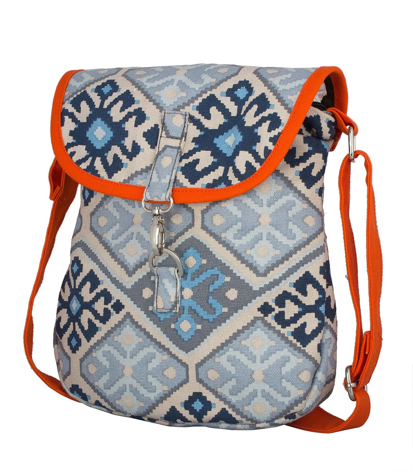 vivinkaa orange beige canvas sling bag for women