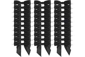 AIMUDI Black Satin Ribbon Twist Tie Bows for Graduation Decorations 3.5" Pre Tied Small Black Bows Premade Bows for Crafts Bows for Treat Bags Cake Pop Goodie Bags Wedding Favors - 50 Pack