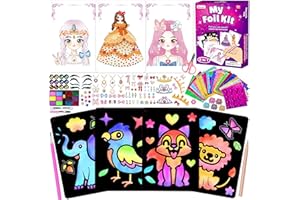 BEAUWOW Foil Art Kit for Girls - Foil Art Princesses DIY Coloring Paper Toy, No Mess Art Craft Activity for Kids, Creative Travel Toys, Christmas Birthday Gifts for Ages 3 4 5 6-8 Year Old Girls Toys