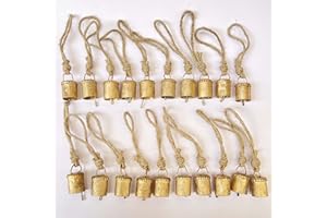 Vivanta 20 Pcs Rustic Gold Bells for Crafts, Vintage Christmas Decor, Small Jingle Bells, Witch Bells, Mini Cow Bells, Antique Hanging Metal Ornaments with Jute Rope Wind Chime – Boho Farmhouse Décor