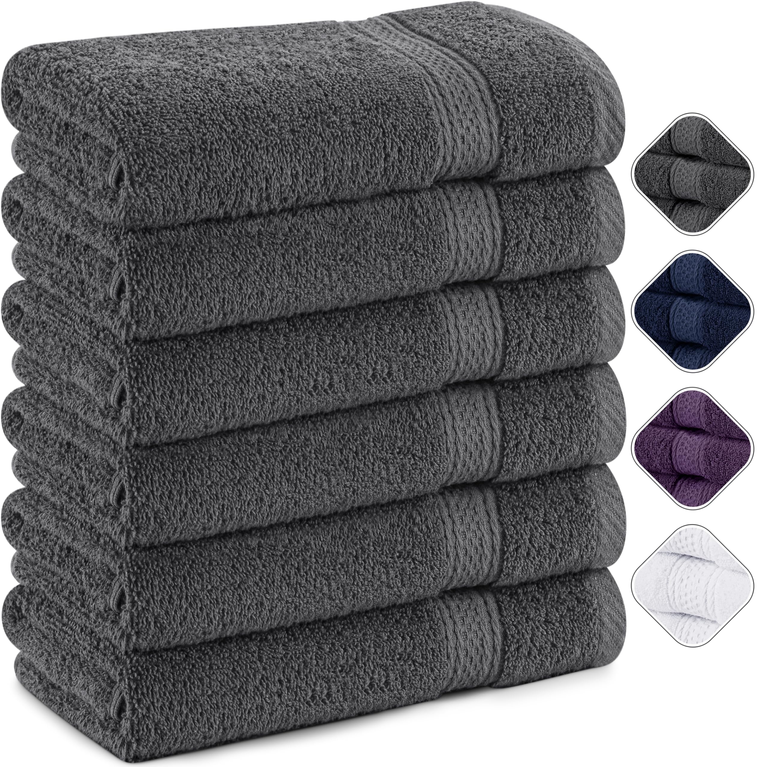 Utopia Towels - 6er Pack Frottee handtücher 50x100 cm mit Aufhängeschlaufe, mittelgroße Handtücher 100% Baumwolle weich und saugfähig Handtücher Set (Grau)