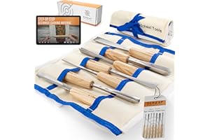 SCHAAF WOOD CARVING TOOLS High-Quality Wood Carving Tools Set of 7 Chisels and Gouges with Canvas Case, Razor Sharp CR-V 60 Steel Woodworking Tools, Perfect Wood Carving Chisel Set for Beginners and Professionals from Schaaf