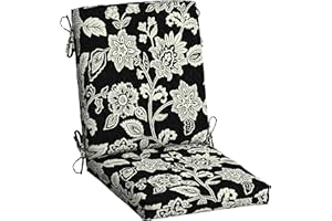 ARDEN SELECTIONS Arden Outdoor Dining Chair Cushion, 20 in x 20 in, Weather-Proof, Rain-Proof, Fade Resistant Patio Cushion for Patio, Dining, or Rocking Chairs 20 x 20, Ashland Black Jacobean