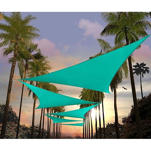 Amgo Custom Size 4' x 4' x 4' Turquoise Triangle Sun Shade Sail ATAPRT20 Canopy Awning, 95% UV Blockage, Water & Air Permeable, Commercial and Residential (We Customize)