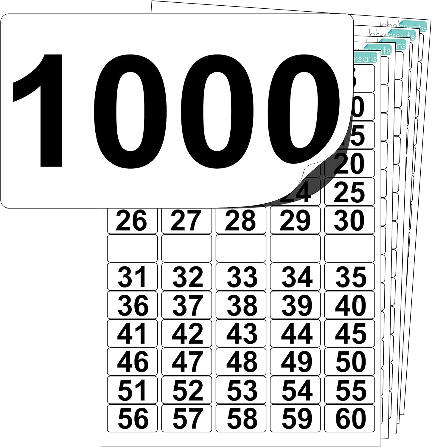 Premium Plastic Number Stickers 1 to 1000 (+ 100 Blank Spares). Ultra