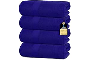 ZUPERIA Premium Bath Towels 100% Cotton - 27 x 54 Inches (Pack of 4, Navy Blue) - Towels for Bathroom - Super Absorbent, Perfect Bathroom Towel for Daily Use