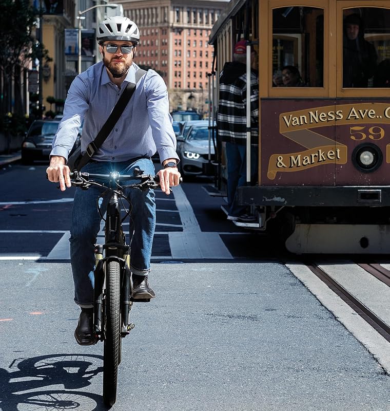 Stadthelm Pedelec 2.0 - Fahrradhelm mit Rücklicht und Regenhaube - für den Stadtverkehr - für Damen und Herren - Silber, Größe S