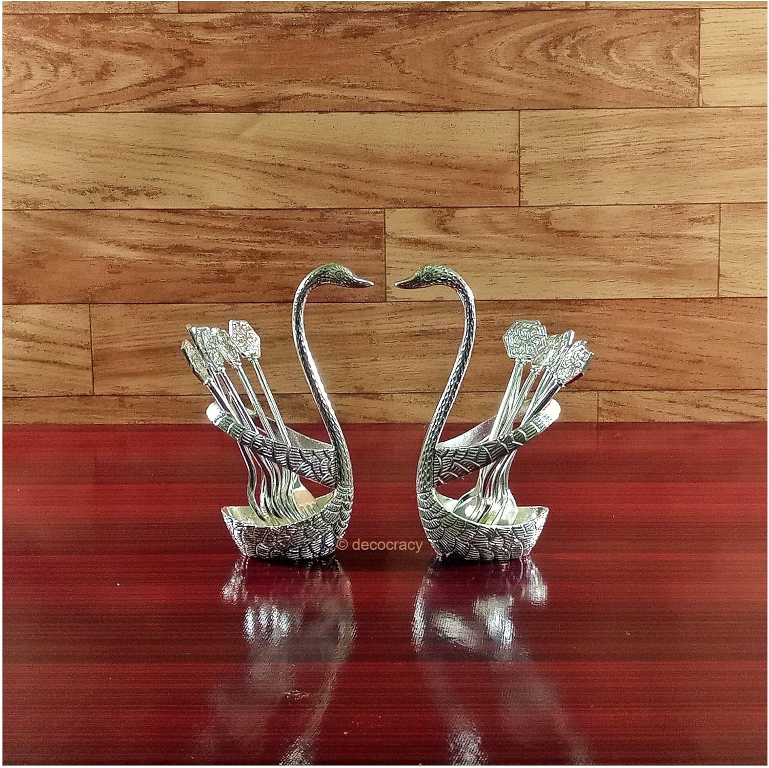 Buy Metal Swan (Duck) Silver Spoon Stand for Dining Table 12 Pc Fork