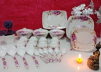 Regalia Platinum Melamine Set of 41 Pcs Serving Dinner Set_IMI-DS507