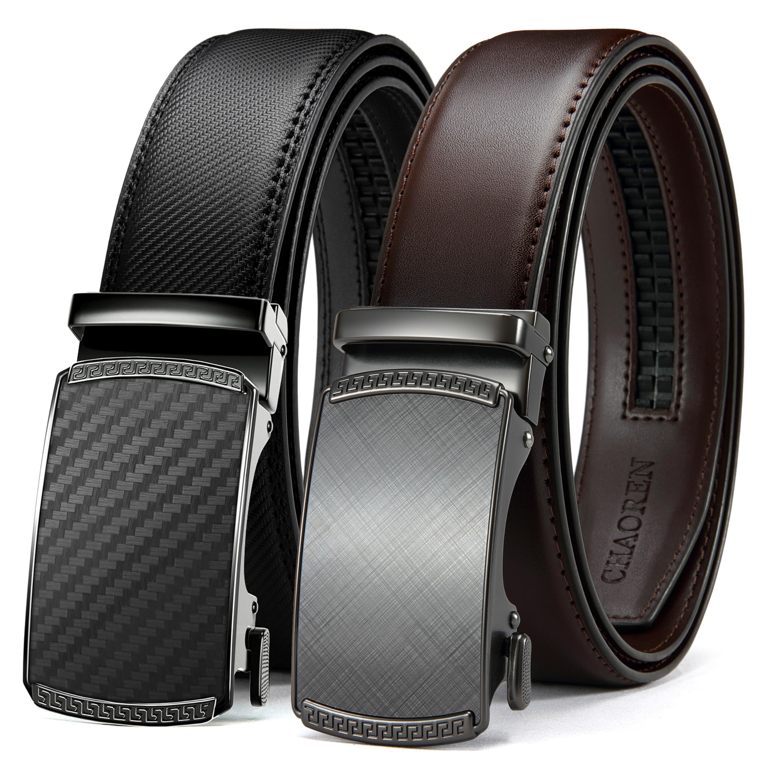 Photo 1 of CHAOREN Leather Ratchet Belt Men 2 Pack - Customizable Fit, Effortless Style (35mm)