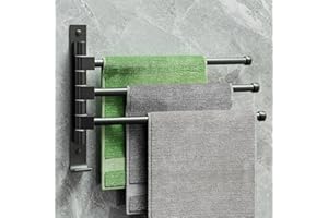 Bathroom Accessories Set, Black Towel Rack Towel Holder Towel Bar, 180° Swivel Towel Racks for Bathroom, Bathroom Towel Holde