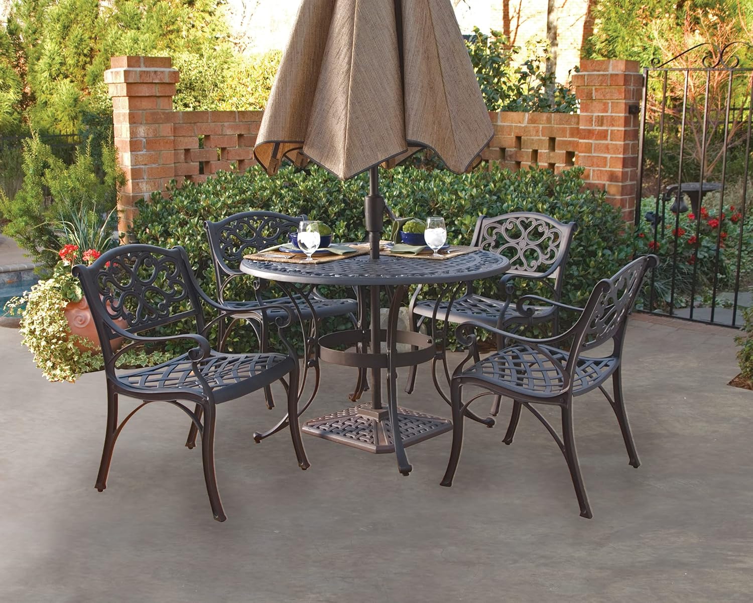 homestyles 6654-30 Outdoor Dining Table, 42Lx42Dx28.75H, Black : Garden & Outdoor