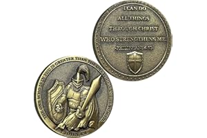 LZWIN Armored Knight Christian Challenge Coin I Can Do All Thing Through Christ Bible Verses Gift Coin Collections