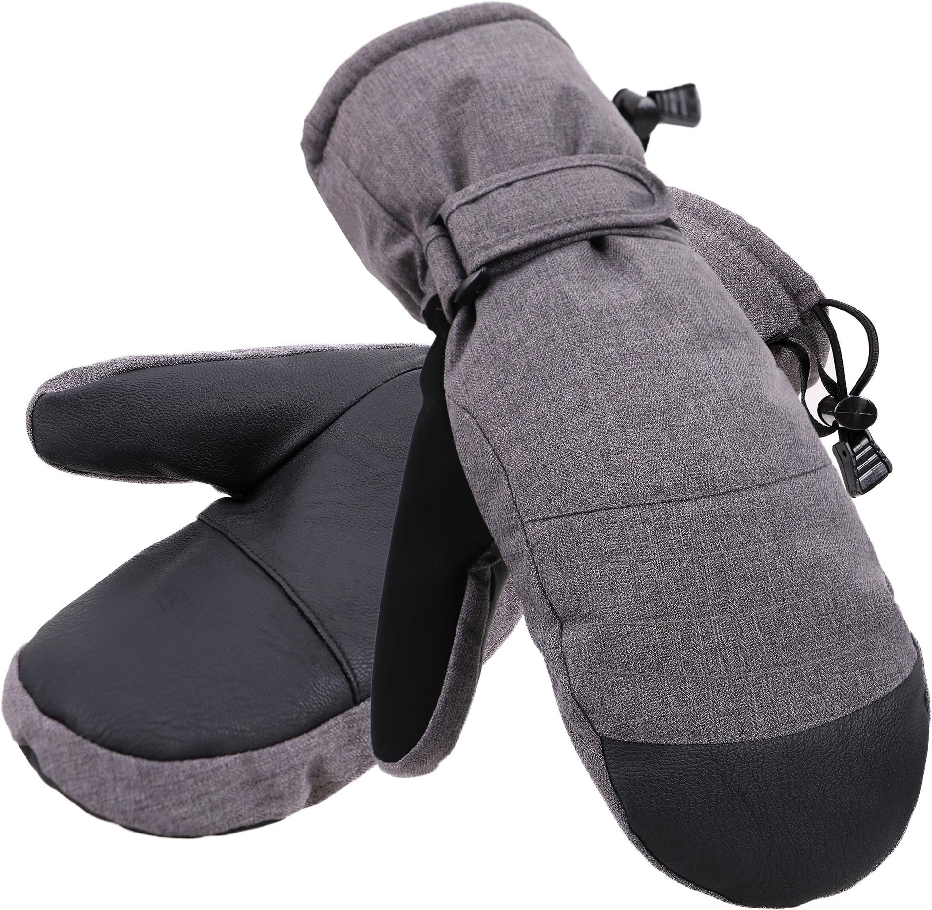 ThunderCloud Women's Alpine Ski Mittens Winter Snow Mittens,Heather Grey,M/L