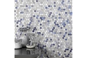 M MOFIT Small Penny Round Peel and Stick Backsplash Tile for Kitchen Wall,Metal Mosaic Tiles Stickers for Bathroom Behind Stove Fireplace (5sheets,Blue)