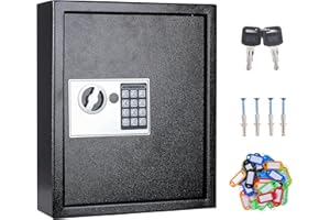 UMEKEN Key Box Wall Mount 40 Position Valet Digital Car Key Cabinet Lock Box with Code, Electronic Vehicle Key Holder Lockbox with Key Tags, Key Organizer Locker Box, Black, 12" x 3.94" x 14.29"