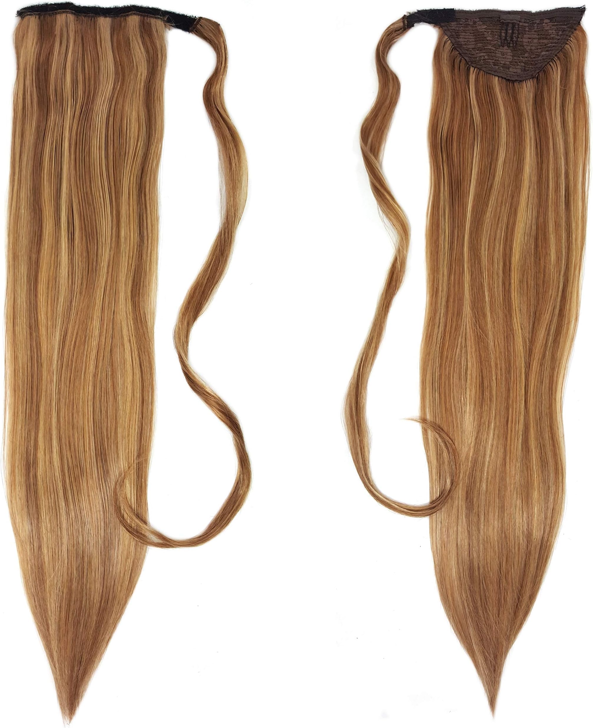 Human Hair Ponytail Extension Wrap 20” 100% Real Remy Premium Grade AAAAA 80 Grams Long Straight Human Hair Silky Soft by Knockout Hair (#10/18 Light Natural Brown/Dark Blonde Mix)