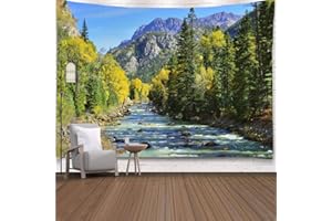 YISURE Extra Large Huge Tapestry 120(W) x 90(L) Inch, Nature Mountain Forest Tapestry, Scenic Green Pine Tree Waterfall Landscape Wall Hanging Tapestries for Home Office Dorm Indoor and Outdoor