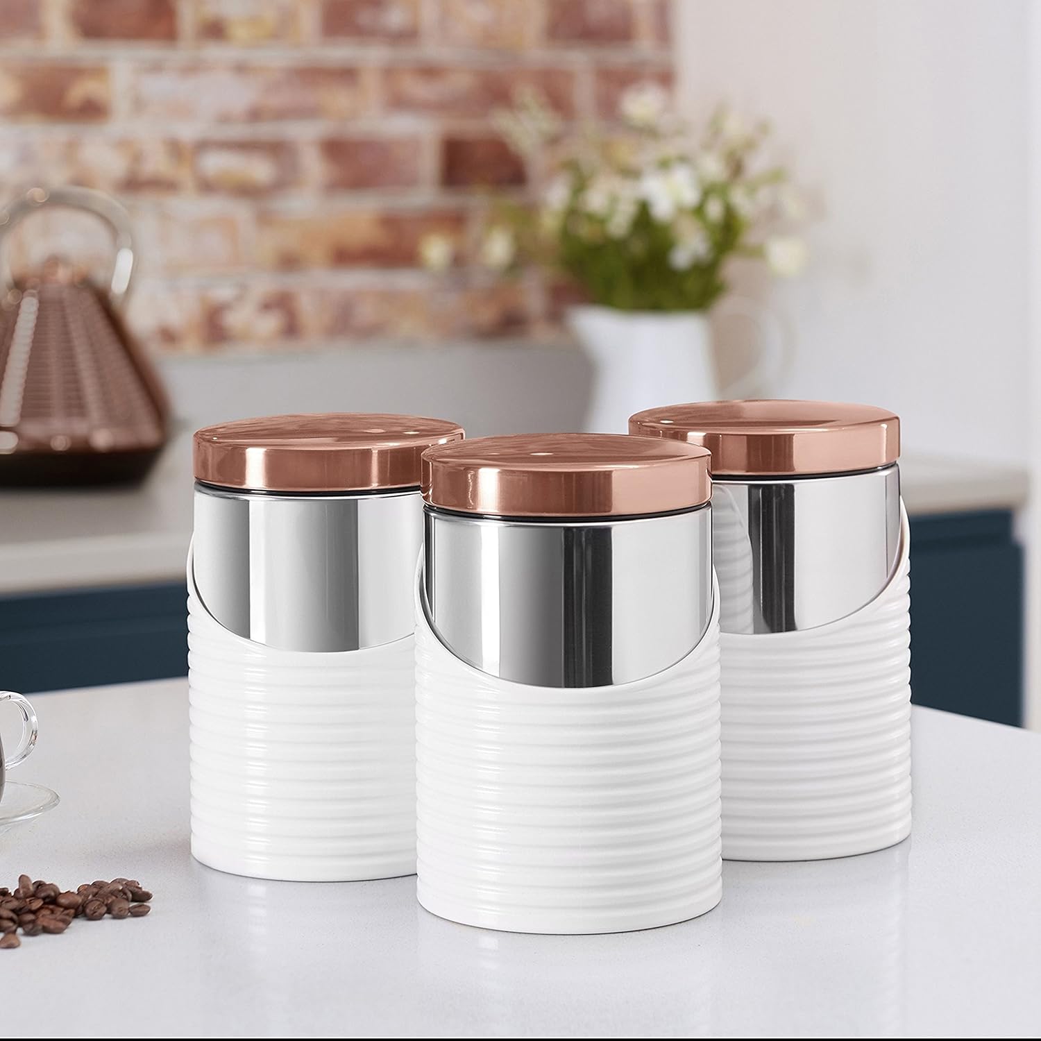 rose gold tea and coffee canisters