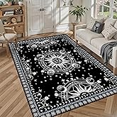 5' X 7' Sun and Moon Rug Boho Celestial Area Rugs for Bedroom Dorm Living Room Bohemian Occult Crescent Solar Stars Galaxy Floor Mat Pad Doormat Carpet,150 X 210cm,Black