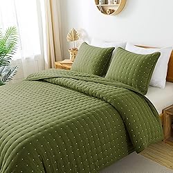 Green Twin Size Quilt Bedding Sets with Pillow