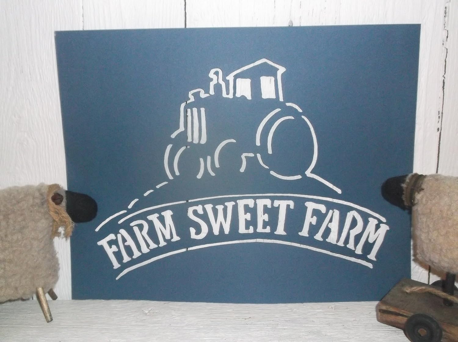Vintage look FARM SWEET FARM TRACTOR arched cardstock