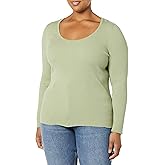 Amazon Essentials Women's Long-Sleeve Sweater Fine Gauge Stretch Scoop Neck, Available in Plus Sizes