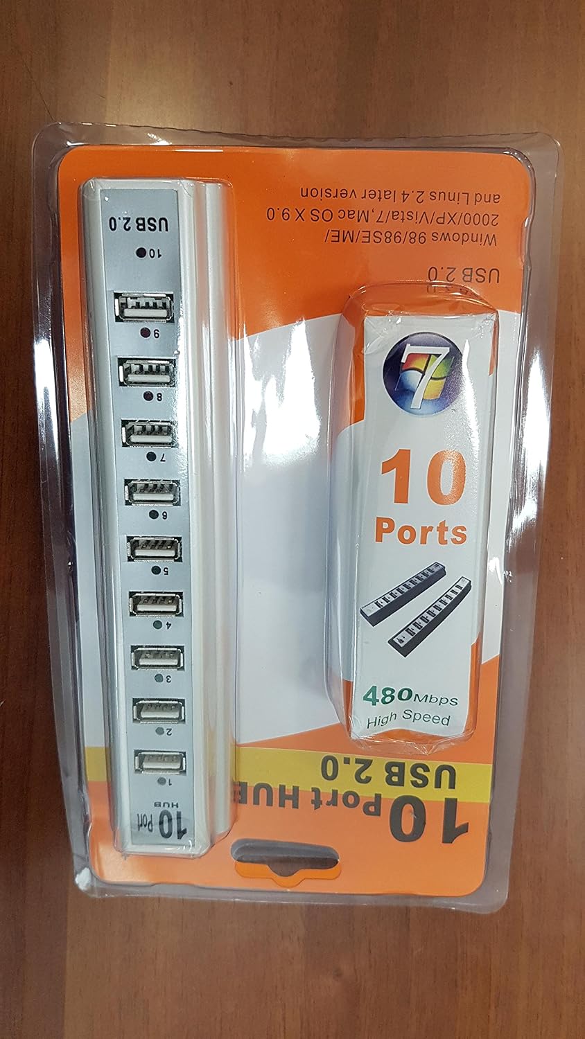 Hub USB 2.0 4 Ports Avec Câble 25 Cm - Boîtier Aluminium Argenté Avec LED - Neuf, 1 An Garantie